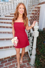 Load image into Gallery viewer, Wrapped Up Ribbon Mini Dress-Burgundy