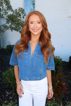 Load image into Gallery viewer, Casey Denim V Neck Top- Denim