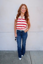 Load image into Gallery viewer, Carrie Striped Sweater Top- Red