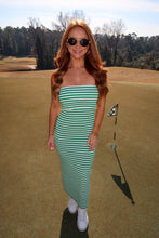 Load image into Gallery viewer, Carsen Strapless Midi Dress-Green/White