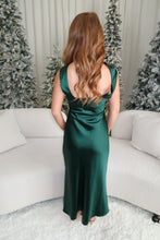 Load image into Gallery viewer, Mistletoe Satin Midi Dress - Emerald
