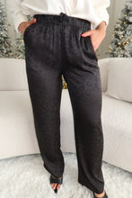 Load image into Gallery viewer, Last Night Leopard Wide Leg Pants- Black