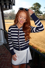 Load image into Gallery viewer, Maine Stripe Knit Cardigan- Navy