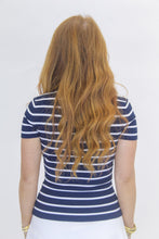 Load image into Gallery viewer, Rach Stripe Collared Knit Top- Navy