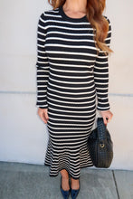 Load image into Gallery viewer, Kris Striped Sweater Dress-Black