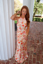 Load image into Gallery viewer, Sae Floral Halter Neck Satin Maxi Dress