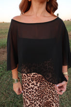 Load image into Gallery viewer, Georgia Chiffon Poncho Top-Black