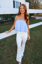 Load image into Gallery viewer, Sailor Strapless Bubble Hem Top-Blue