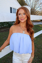 Load image into Gallery viewer, Sailor Strapless Bubble Hem Top-Blue