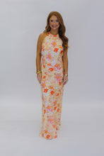 Load image into Gallery viewer, Sae Floral Halter Neck Satin Maxi Dress