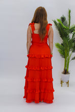 Load image into Gallery viewer, Costa Rica Ruffle Maxi Dress- Tomato