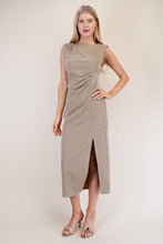 Load image into Gallery viewer, Lora Pleated Waist Midi Dress- Taupe
