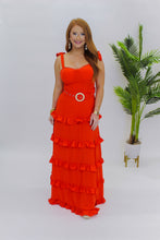 Load image into Gallery viewer, Costa Rica Ruffle Maxi Dress- Tomato