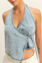 Load image into Gallery viewer, Morgan Halterneck Wrap Top-Denim