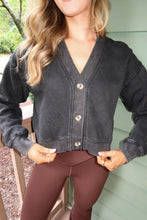 Load image into Gallery viewer, Keeley Washed Cropped Cardigan-Black