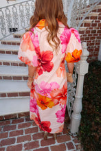 Load image into Gallery viewer, Floral Poplin Midi Dress- Coral