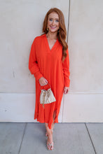 Load image into Gallery viewer, Sunny Day V-Neck Midi Shirts Dress-Tomato