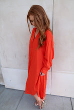 Load image into Gallery viewer, Sunny Day V-Neck Midi Shirts Dress-Tomato