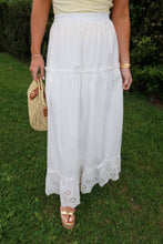 Load image into Gallery viewer, Daze Eyelet Maxi Skirt- White
