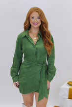 Load image into Gallery viewer, Sally Suede Wrap Tie Front Dress-Green