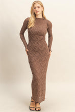 Load image into Gallery viewer, Fall in Love Lace Midi Dress-Brown
