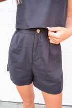 Load image into Gallery viewer, Cooper Linen Pleat Short Set-Black