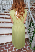Load image into Gallery viewer, Stacy Pintuck Midi Dress-Lime