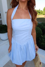 Load image into Gallery viewer, Lucy Halter Bubble Hem Dress-Blue