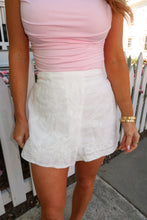 Load image into Gallery viewer, Carsen Floral Embroidered Wrap Skort-White