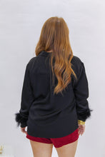Load image into Gallery viewer, Oh Daring Feather Trim Button Up
