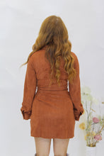 Load image into Gallery viewer, Sally Suede Wrap Tie Front Dress-Camel