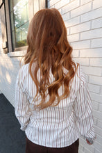 Load image into Gallery viewer, Lee Stripe Collard Tie Top- Ivory