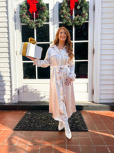 Load image into Gallery viewer, CHEERS Satin Belted Midid Dress- Champagne