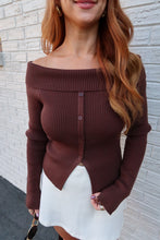 Load image into Gallery viewer, Marcus Off Shoulder Knit Sweater-Brown