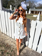 Load image into Gallery viewer, Jackie Gold Button Mini Dress-White