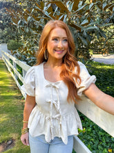 Load image into Gallery viewer, Hillary Puff Sleeve Bow Detail Top