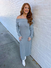 Load image into Gallery viewer, Victoria Off Shoulder Ribbed Sweater Dress