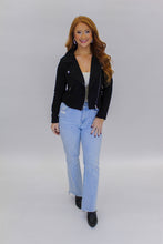 Load image into Gallery viewer, Cory Faux Suede Moto Jacket- Black