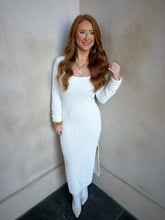 Load image into Gallery viewer, Beckett Fuzzy Knit Midi Dress- Cream