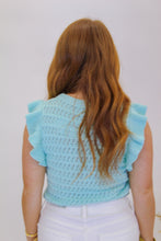 Load image into Gallery viewer, Breezy Ruffle Sleeve Knit Top- Aqua