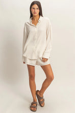 Load image into Gallery viewer, Cafe Striped Button-Up Top Set- Taupe