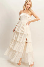 Load image into Gallery viewer, Breezy Tiered Strapless Ruffle Dres- Cream