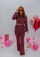Load image into Gallery viewer, Carolina Love Checkered Flare Pants- Burgundy