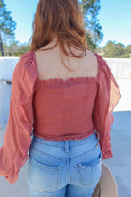 Load image into Gallery viewer, Kaitny Sweetheart Ruffle Sleeve Smocked Top- Mauve