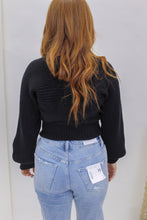 Load image into Gallery viewer, Jaz Two Piece Sweater Top & Jacket- Black