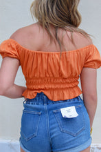 Load image into Gallery viewer, Kasey Puff Short Sleeve Crop Top- Orange