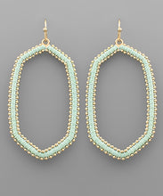 Load image into Gallery viewer, Raffia Wrapped Metal Ball Deco Hexagon Earrings
