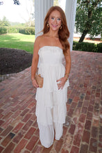 Load image into Gallery viewer, Breezy Tiered Strapless Ruffle Dres- Cream
