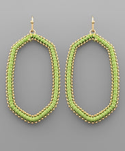 Load image into Gallery viewer, Raffia Wrapped Metal Ball Deco Hexagon Earrings
