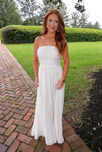 Load image into Gallery viewer, Luna Strapless Smocked Dress-White
